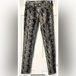 True Religion Legging Halle Super Skinny Metallic Gold Black Snake